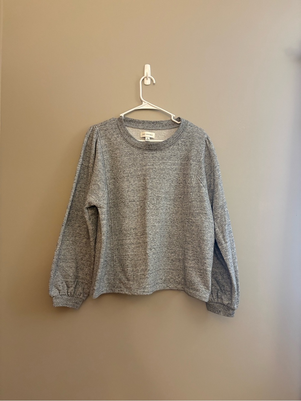 Free Assembly Heather Gray Puff Sleeve Crewneck Sweatshirt Size XL
